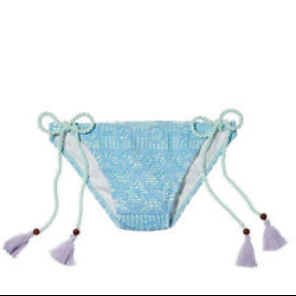 Victoria's Secret Tassels Teeny Bikini Bottom Blue XS S L